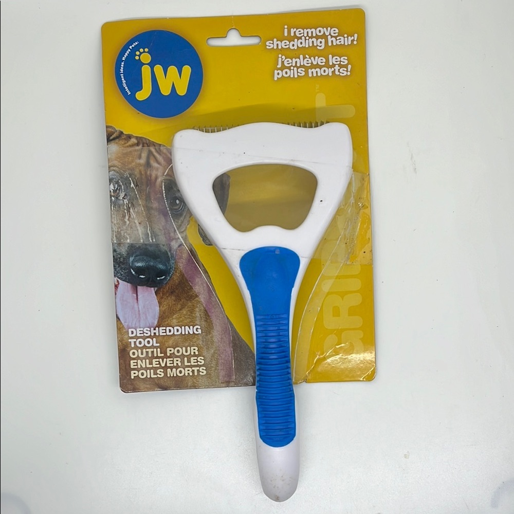 JW Dog Deshedding Tool - Blue and White